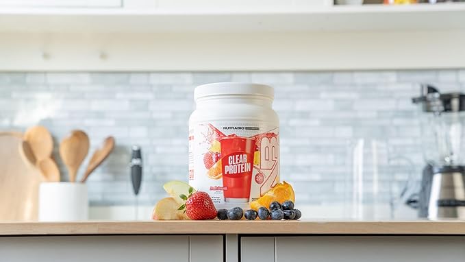NutraBio Clear Whey Isolate Protein Powder, Delicious & Refreshing Fruit Flavors, Protein Juice, No Milky Taste, No Foam, Zero Sugar, Fruit Punch, 20 Servings