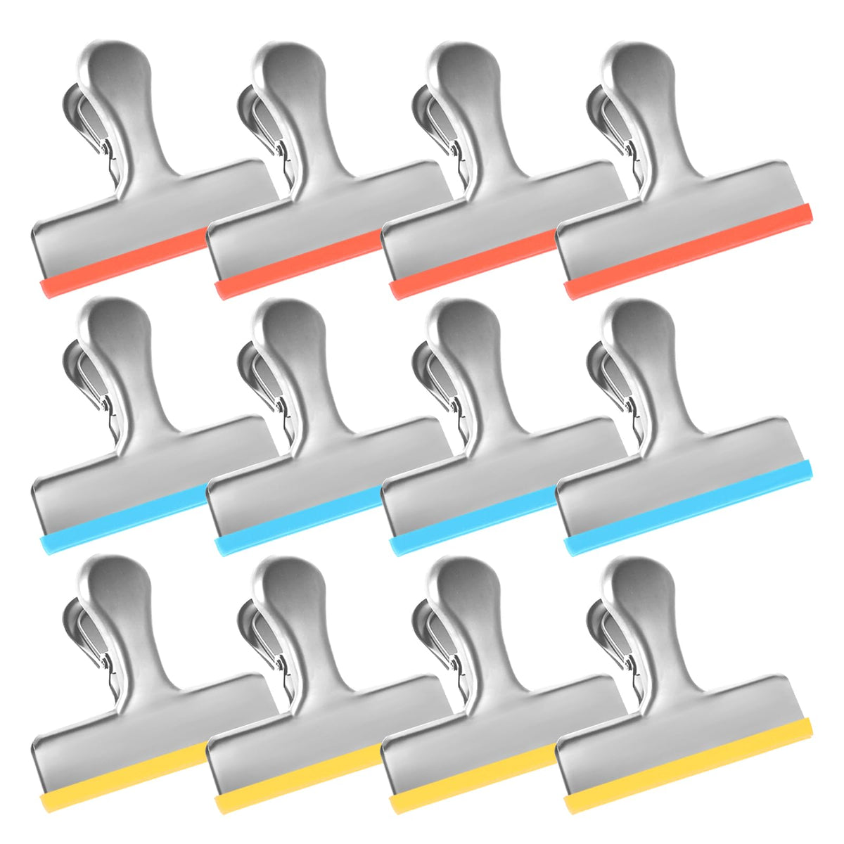 12 Small Pack Stainless Steel Chip Bag Clips Covered with Silicone (12 Count)