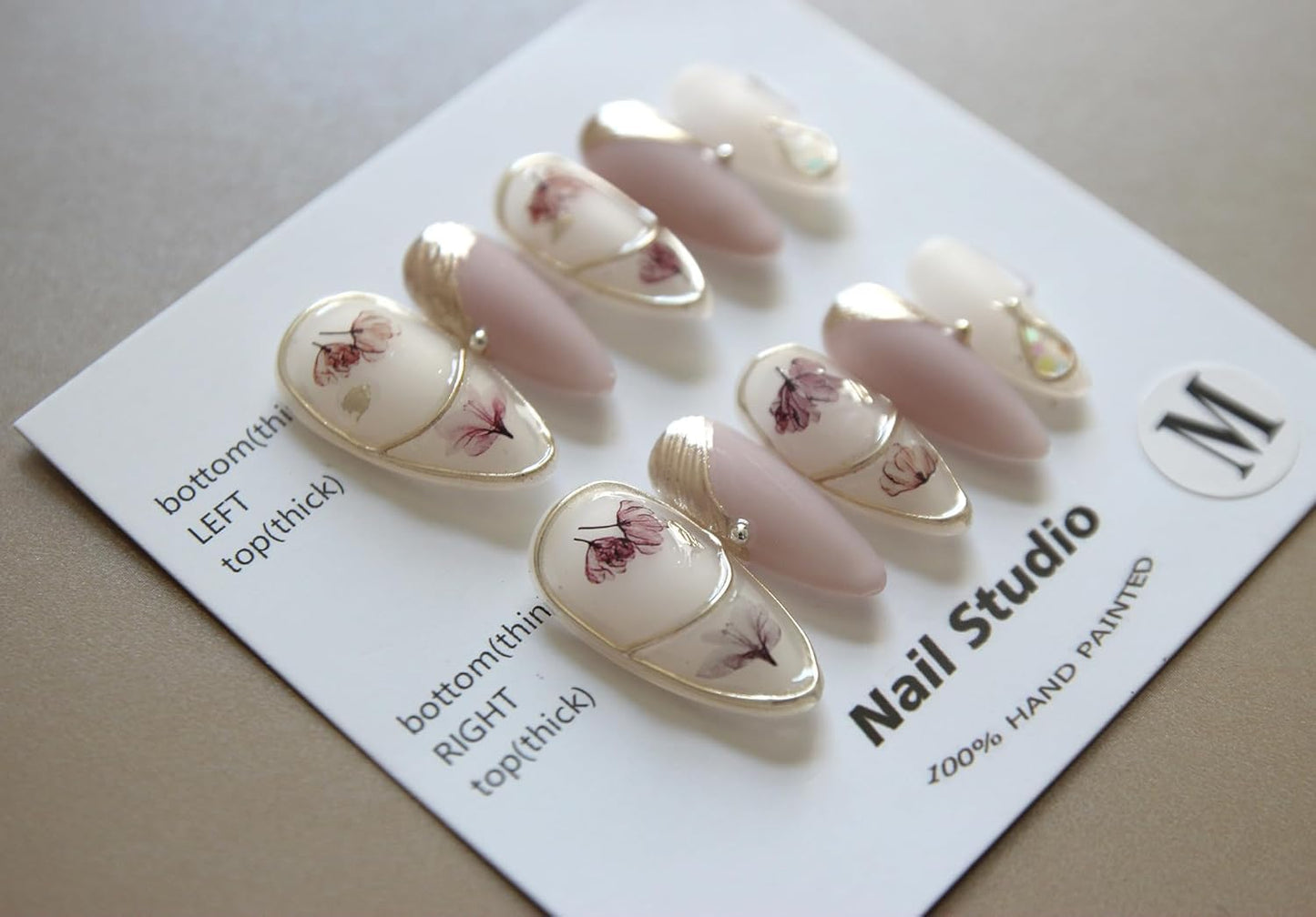 JIEADJIE Press On Nails (100% Handmade),Short-Medium T,Handmade Painted Nail Art by Nail Technician,Daily Version (Almond Pink Matte, Medium)