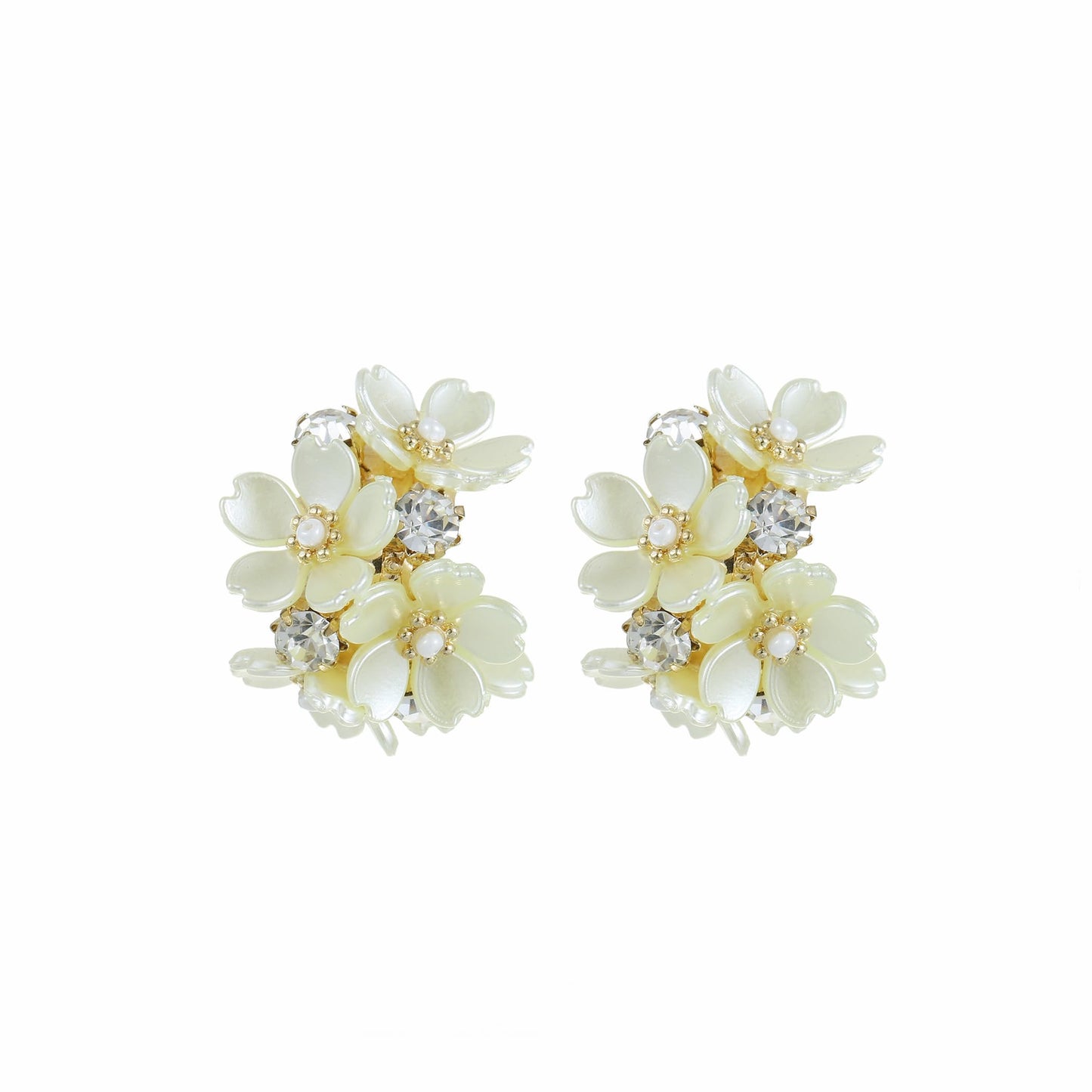 Xalroco Statement Rhinestone Flower Stud Hoop Earrings for Women Yellow Acrylic Pearl Earrings (Yellow Flower)