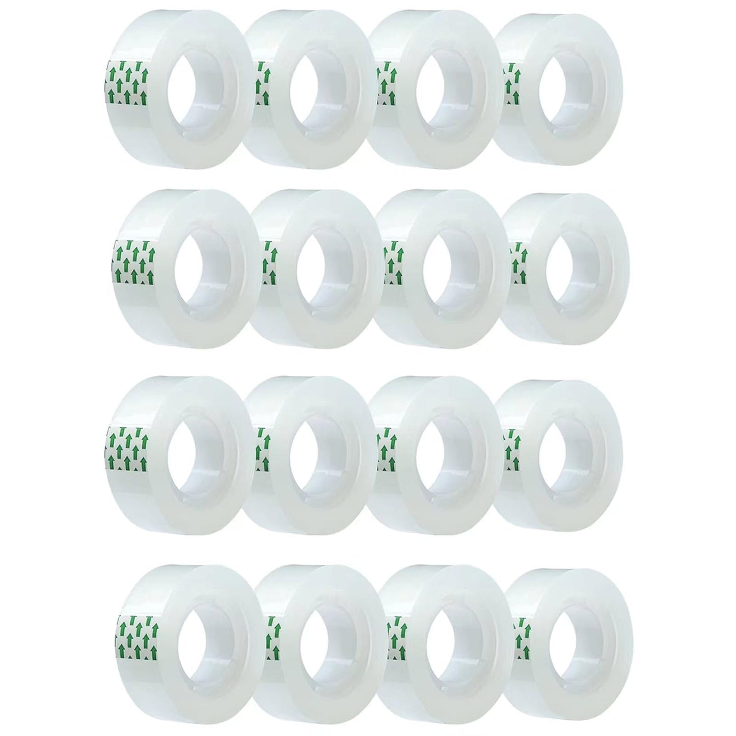 MJUNM 16 Rolls Transparent Tape, Clear Tape Refills for Dispenser, Tear by Hand, 3/4-Inch Clear Tape Refill Roll for Gift Wrapping,Office, Home, School