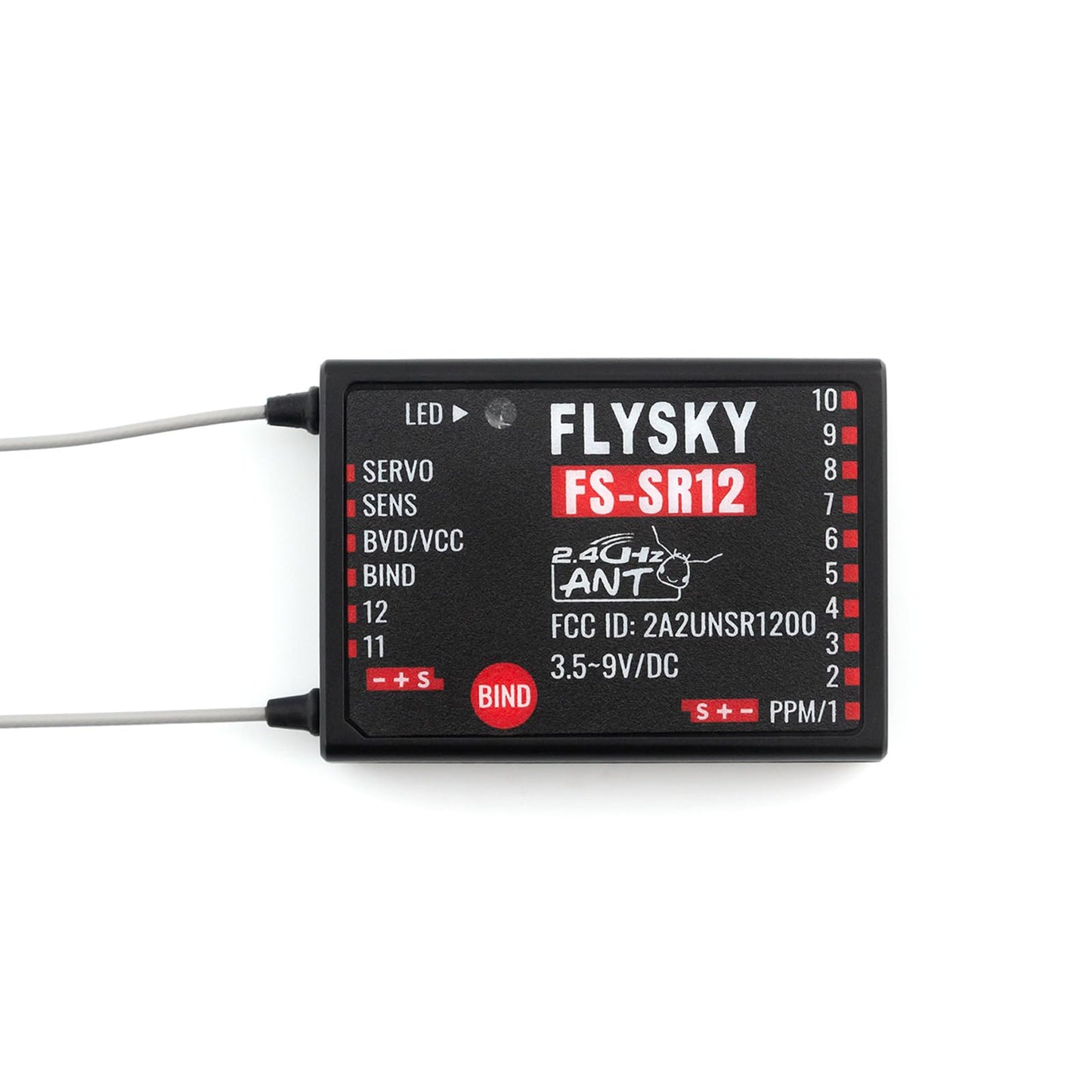 GoolRC Flysky FS-SR12 Receiver, 2.4GHz 12CH Receiver ANT Protocol Dual Antennas Compatible with Flysky FS-ST8 FS-G7P Radio Transmitter for RC Airplane Helicopter Quadcopter Drone Robot Car and Boat