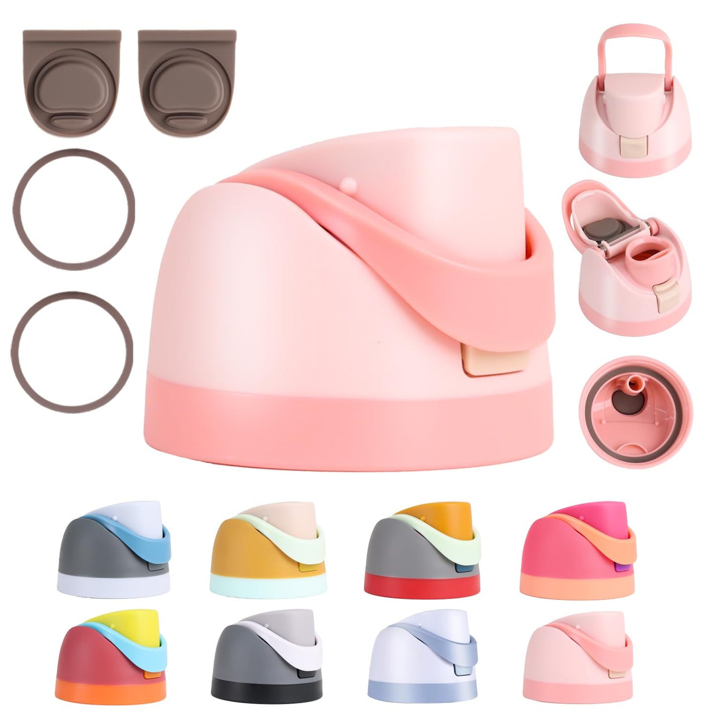 NebkDask Replacement Lid for Owala Freesip,Compatible with Owala Cup 16oz 24oz 32oz 40oz,BPA-Free,Leakproof Cap Water Bottle for Owala Bottles with Two Stoppers and Two O Seal Rings(Pink)