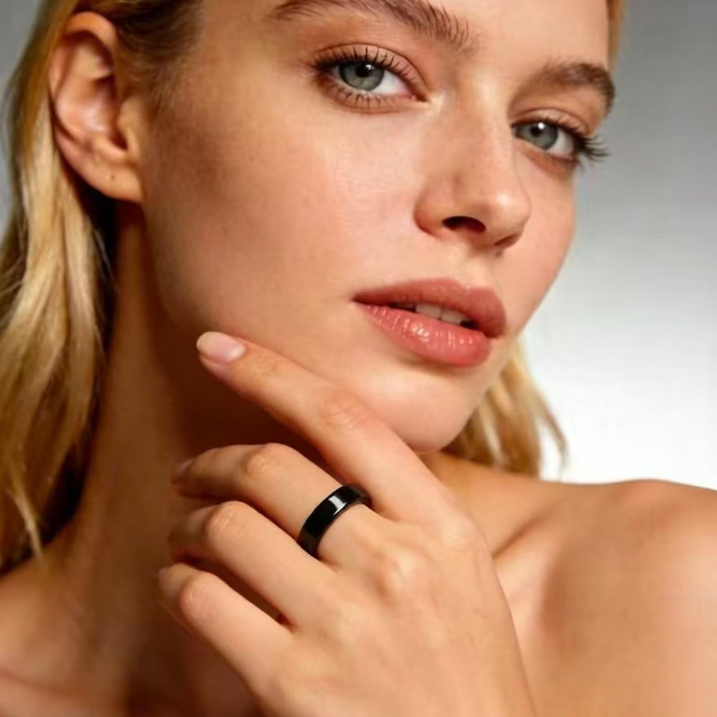 TiFluFlue Kalm Bracelet Ring Set for Women (Black)