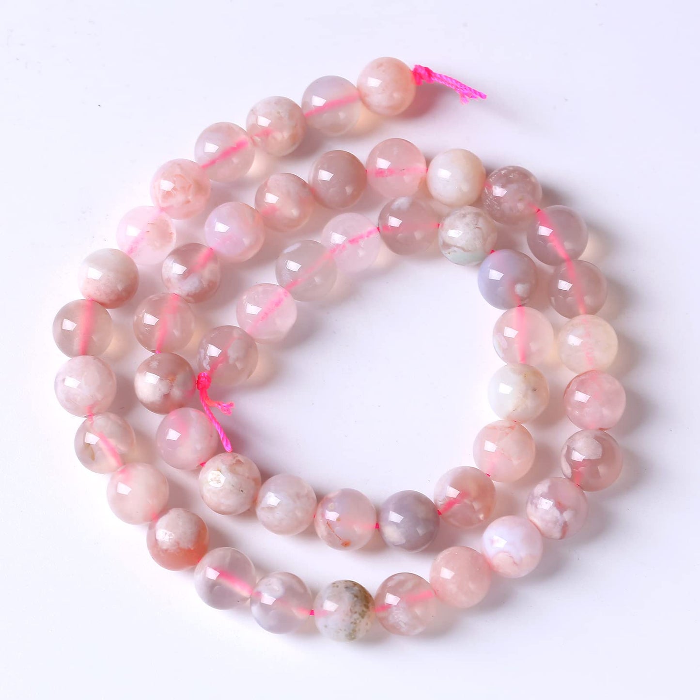 36pcs 10mm Natural Sakura Agate Stone Beads for Jewelry Making Round Loose Stone Beads DIY Bracelet Necklace Earrings 15" (Sakura Agates, 10mm)