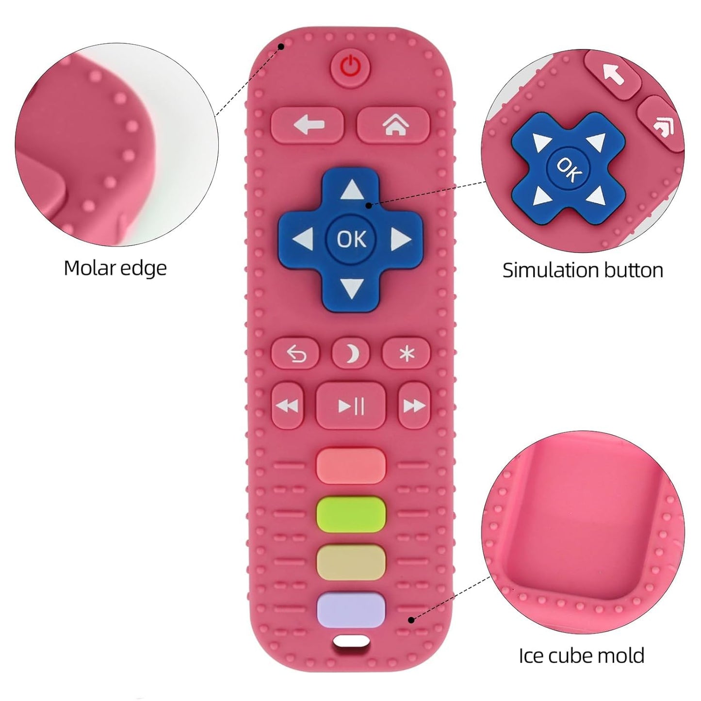 Fu Store 2Pack Silicone Teething Toys for Infant Toddlers Remote Control Shape Teethers for Babies Chew Toys Relief Soothe Gums Set BPA Free Freezable Dishwasher Refrigerator Safe