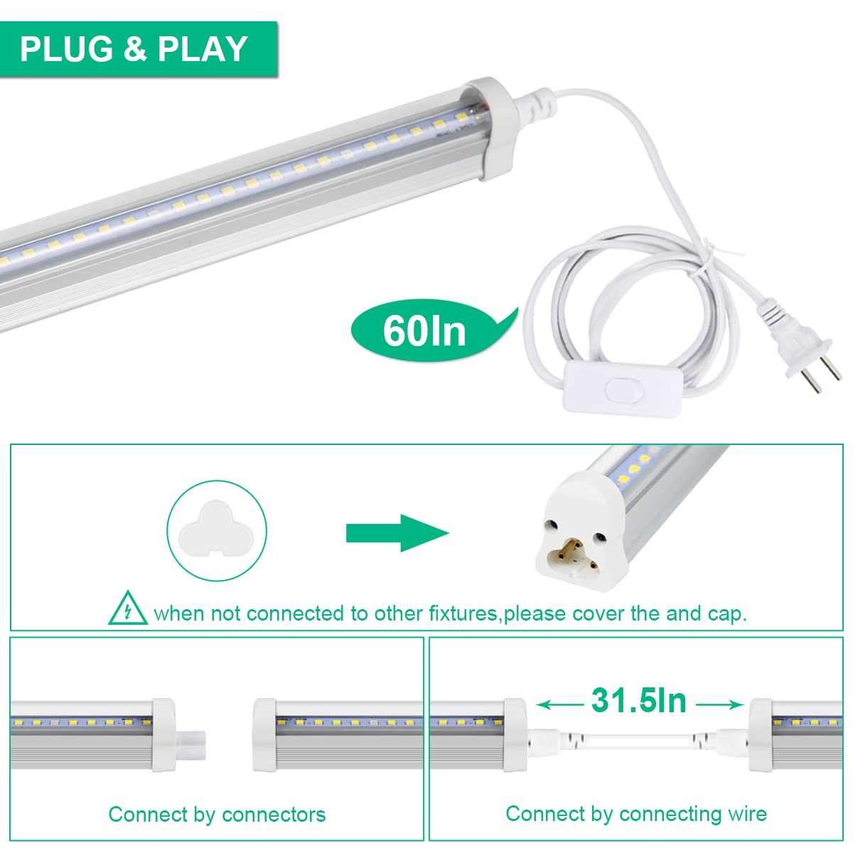 T5 Grow Lights 5000K Full Spectrum,1.4FT (2pcs x 10 Watts) Plant Growing Lamp,End-to-End Connectable Led Light Strips for Indoor Plants Succulents Flowers Growing