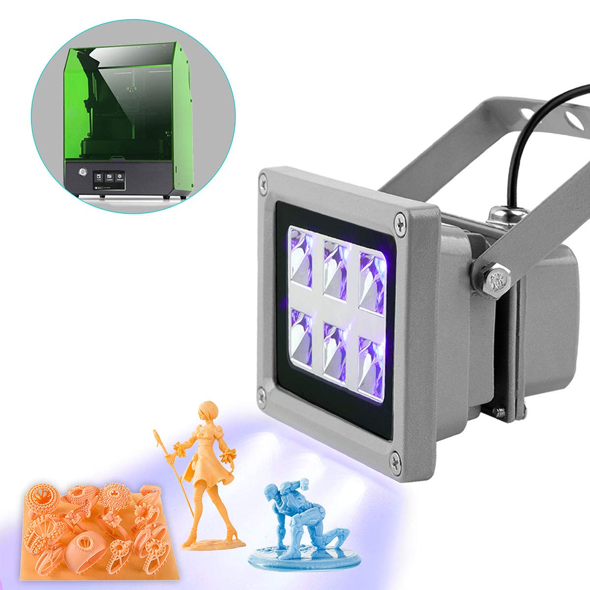 3D Printer UV Resin Curing Light for SLA/DLP 3D Printer Solidify Photosensitive Resin 405nm UV Resin with 6W Output Affect, DIY Curing Enclosue
