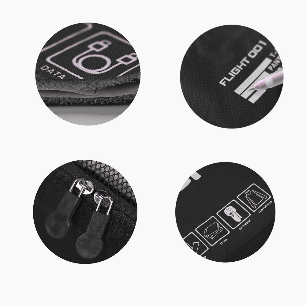 Packing Cubes Set Travel Luggage Organizers Suitcase Lightweight Accessories Black