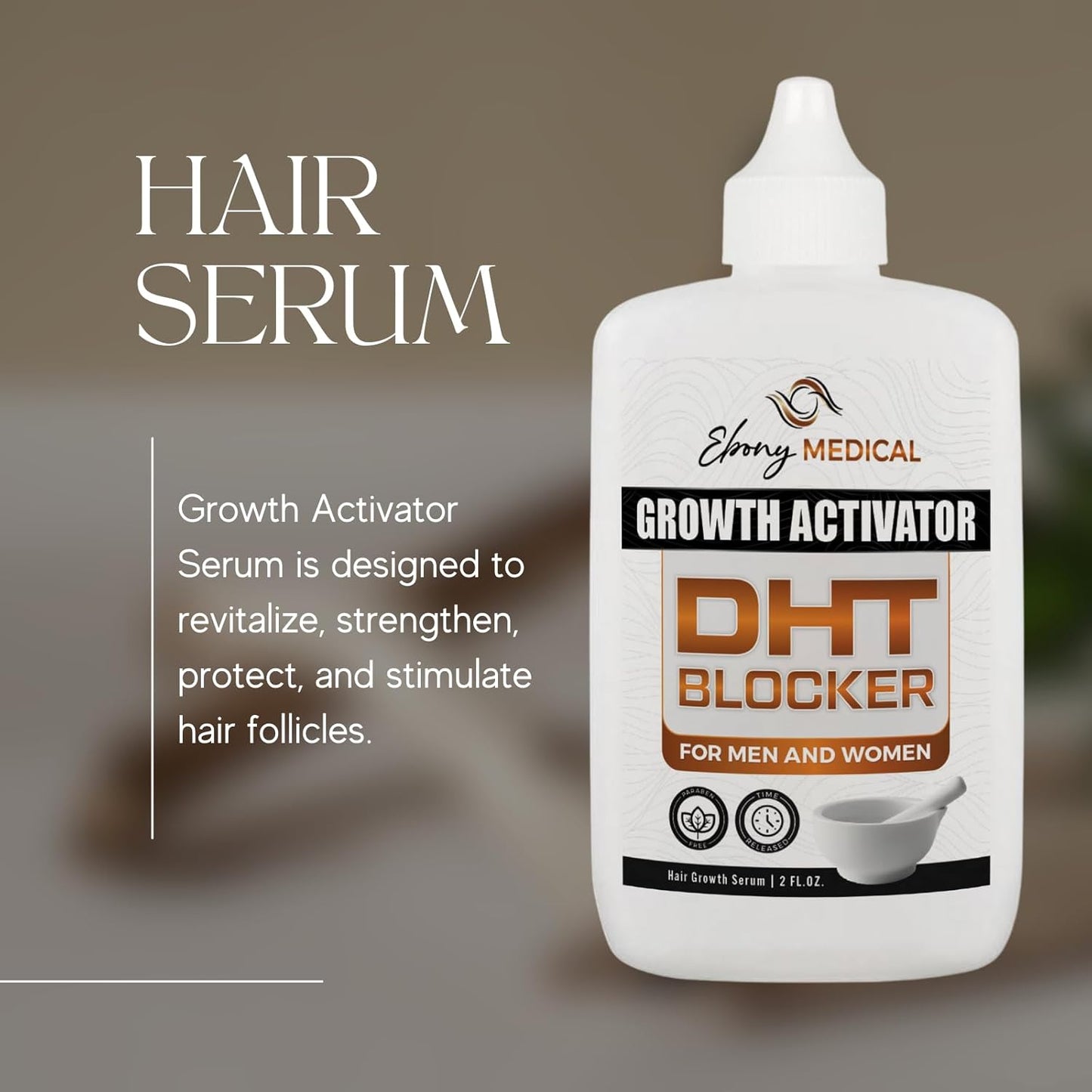 Ebony Medicals DHT Blocker Hair Growth Serum for Thinning Hair – Hair Regrowth Treatment for Men & Women – Procapil Formula – Thickens Fine Hair – Liposomal Scalp Serum – 2 fl oz
