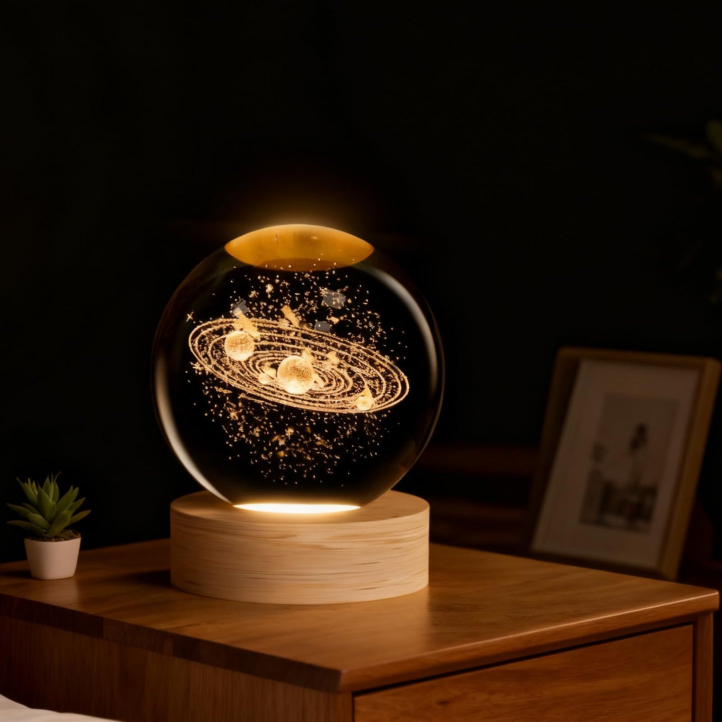 3D Solar System Crystal Ball, 2.4inch Universe Gifts Decorative Quartz Glass Ball, Space Laser Engraved Model Astronomy Decor, Paperweight Physics Display Sculpture Home Decor Crafts for Friends