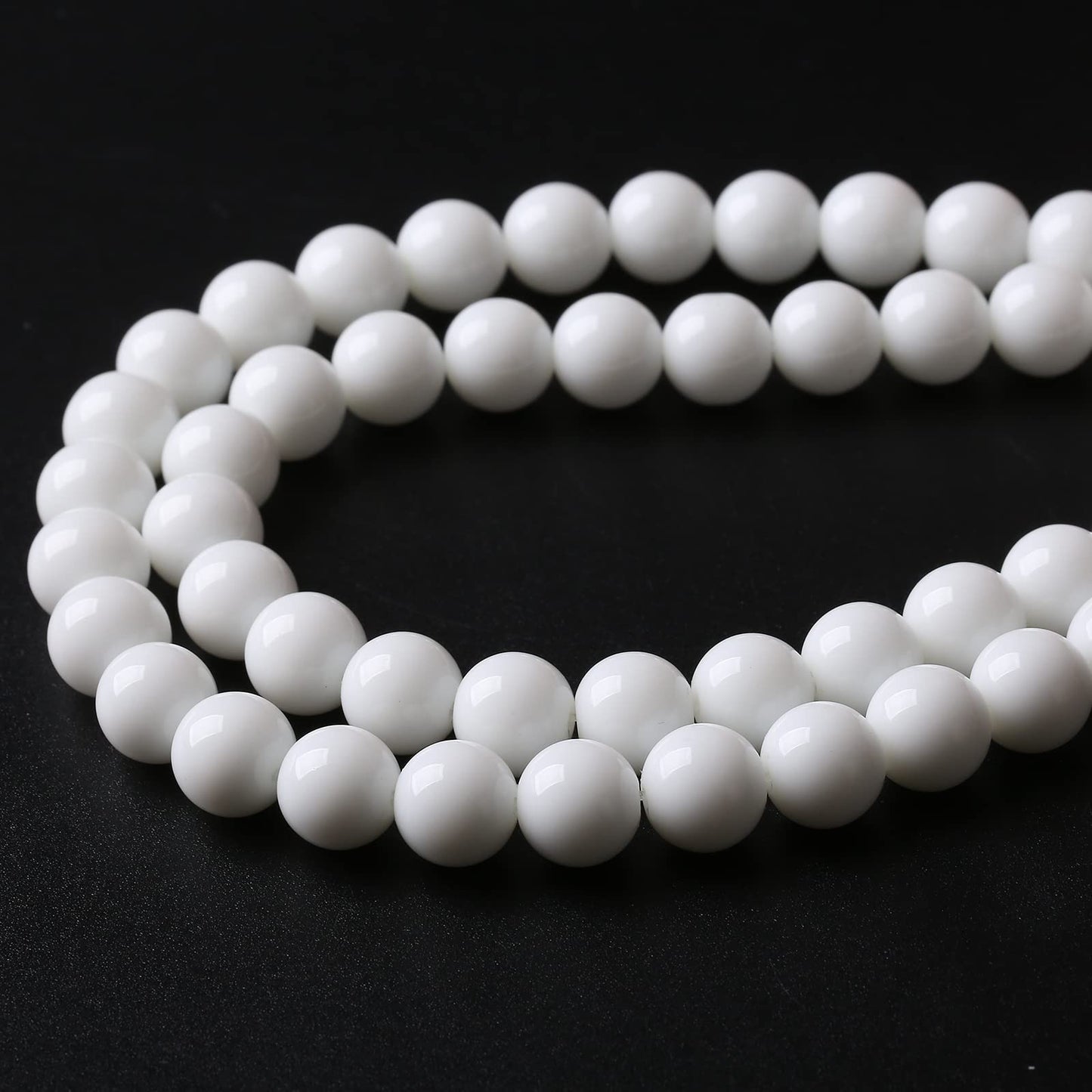 36PCS 10MM Natural White Agate Stone Beads Round Shape Suitable for Jewelry DIY Bracelet 15 Inches