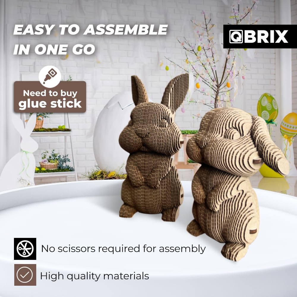 QBRIX Big-Eared Couple 3D Puzzles for Adults, 3D Model Kit for Teens, DIY Crafts for Home Decor, Original Gift for Boys&Girls 14+, Cardboard Model Building Kit