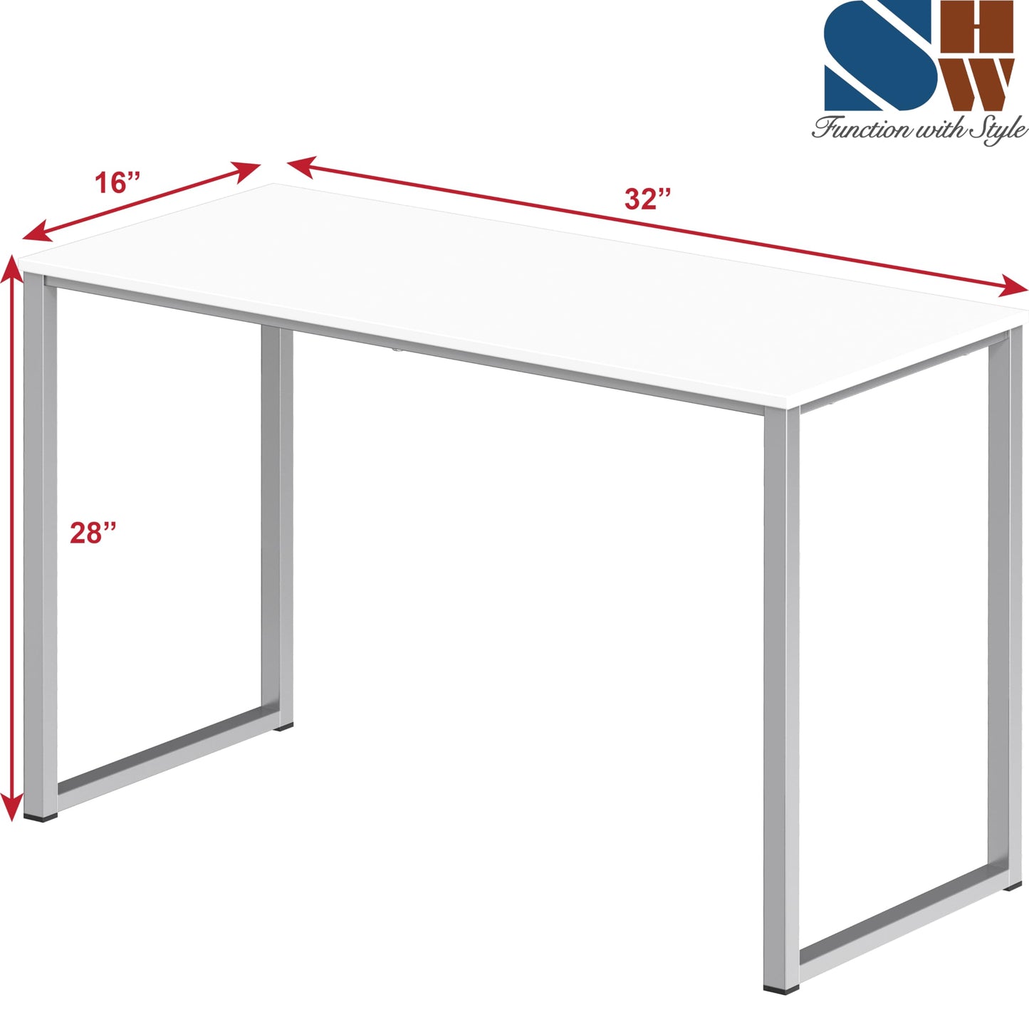 SHW Mission 32-Inch Home Office Computer Desk, White