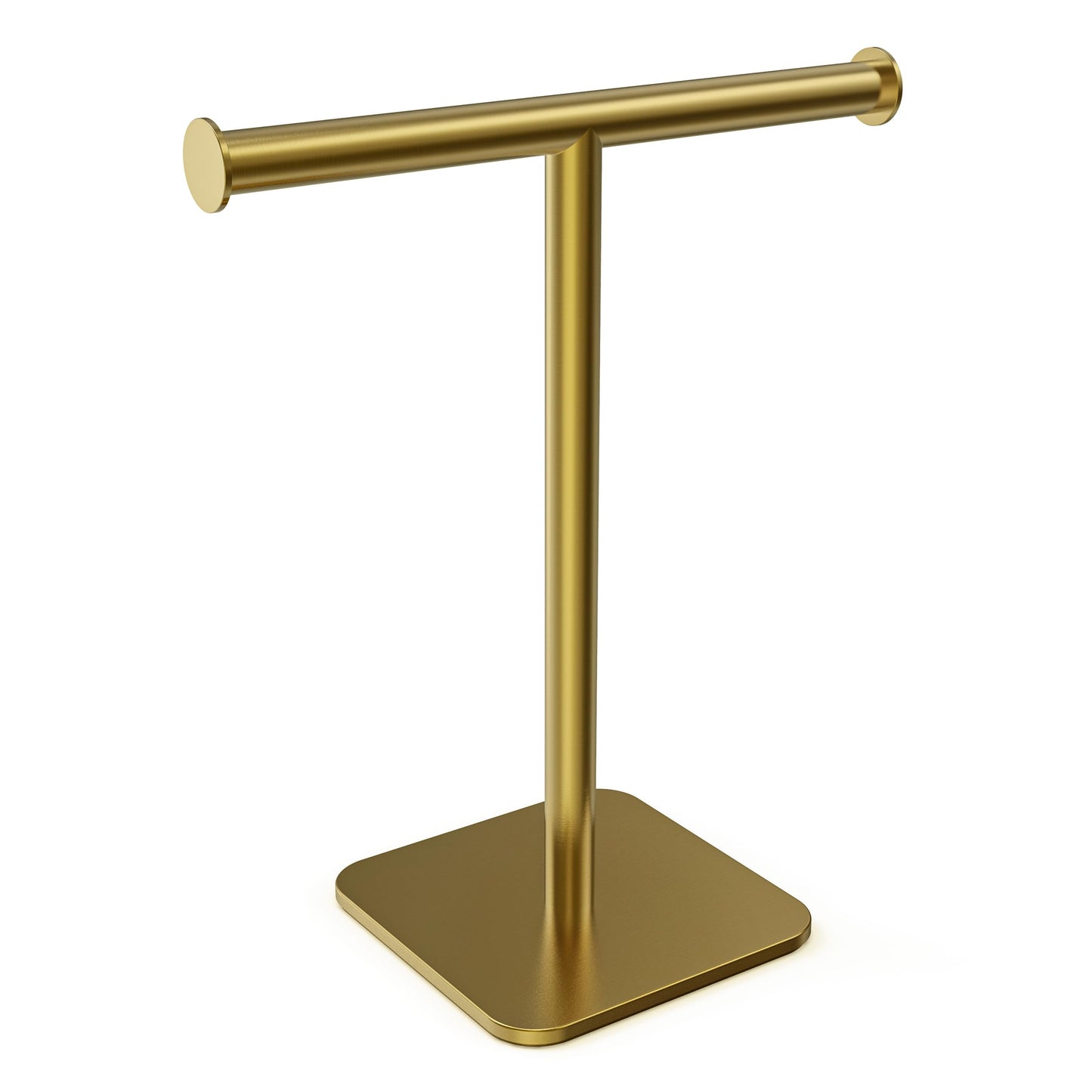 RUACQ Hand Towel Holder Stand, T-Shape Stainless Steel Free Standing Towel Rack, Vanity Countertop Towel Holder for Bathroom Kitchen Heavy Duty (Brushed Gold)