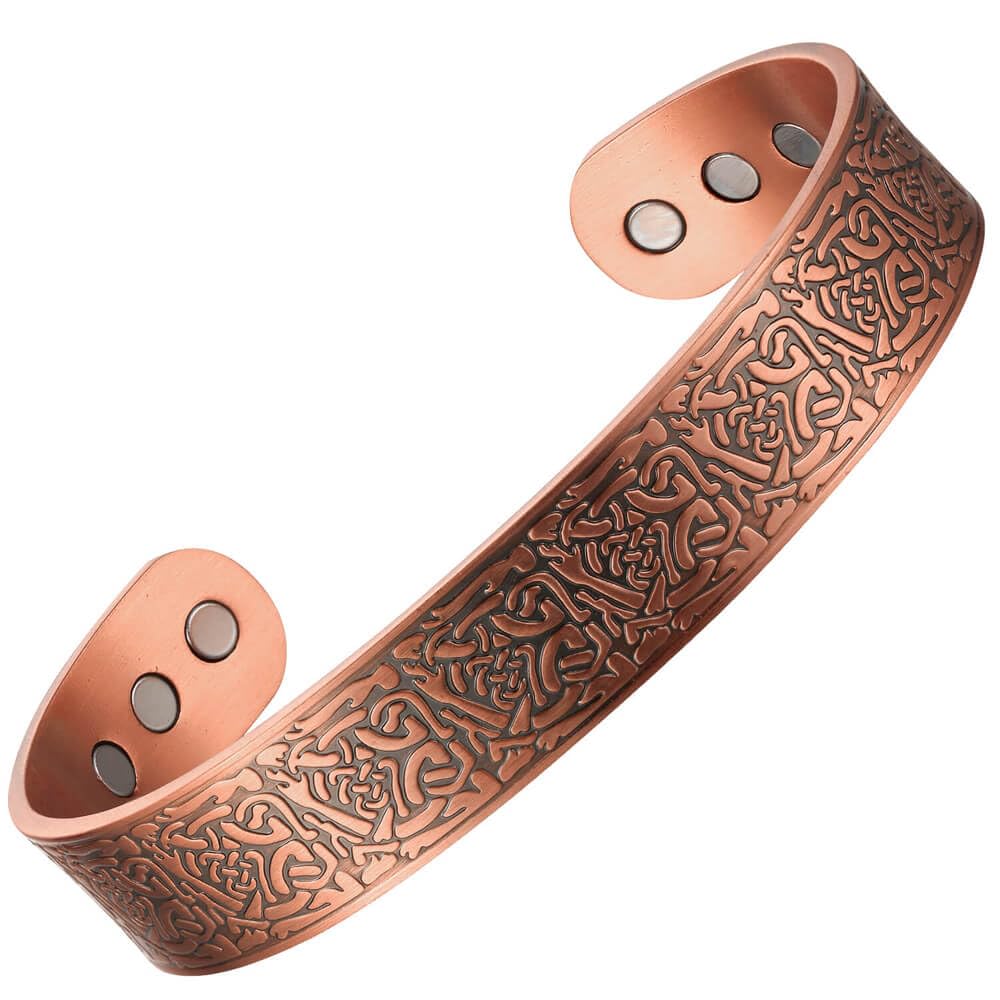 Earth Therapy - Viking Bronze Nordic Style Copper Magnetic Cuff Bracelets for Men & Women, with Ultra Strength Magnets - Adjustable