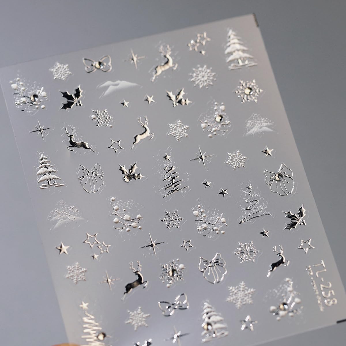 5D Embossed Chirstmas Nail Art Stickers 2 Sheets Xmas Tree Snowflakes Nail Decal Self Adhesive Pegatinas Uñas for Women Nail Supplies Art Design Stickers