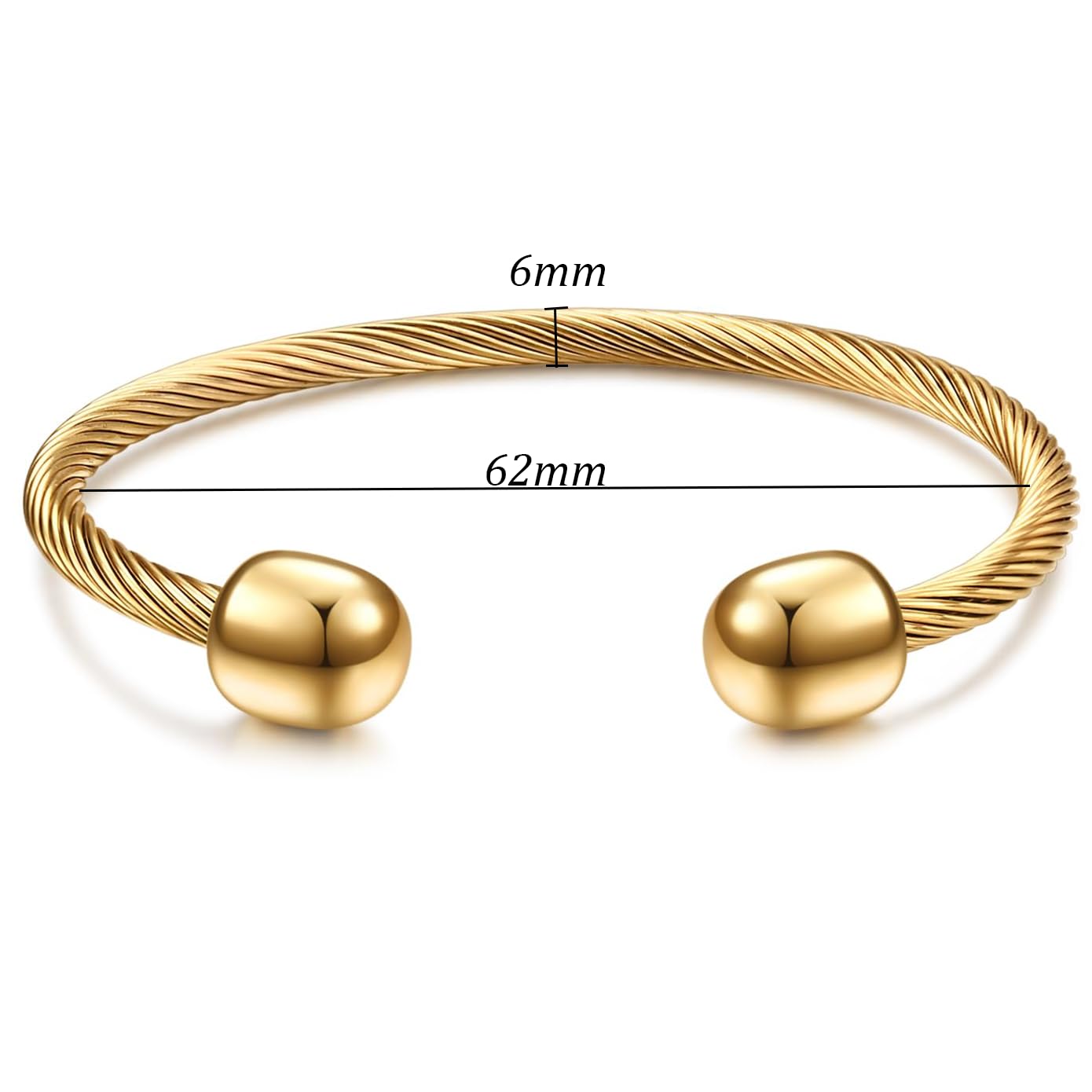 LXBQYSTO Cable Wire Twisted Cuff Bangle Bracelet For Women 14K Gold/rose/silver Stainless Steel Jewelry for Women Gift (Open-Gold1)