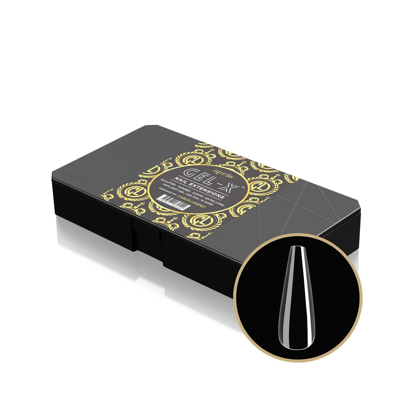 Chaun Legend x Apres Nail Gel-X Sculpted Stiletto Extra Long Box of Tips | 250 Gel-X Tips | Premium Quality | 10 Sizes 0-9 | No Size 00 Included | 2022 Version