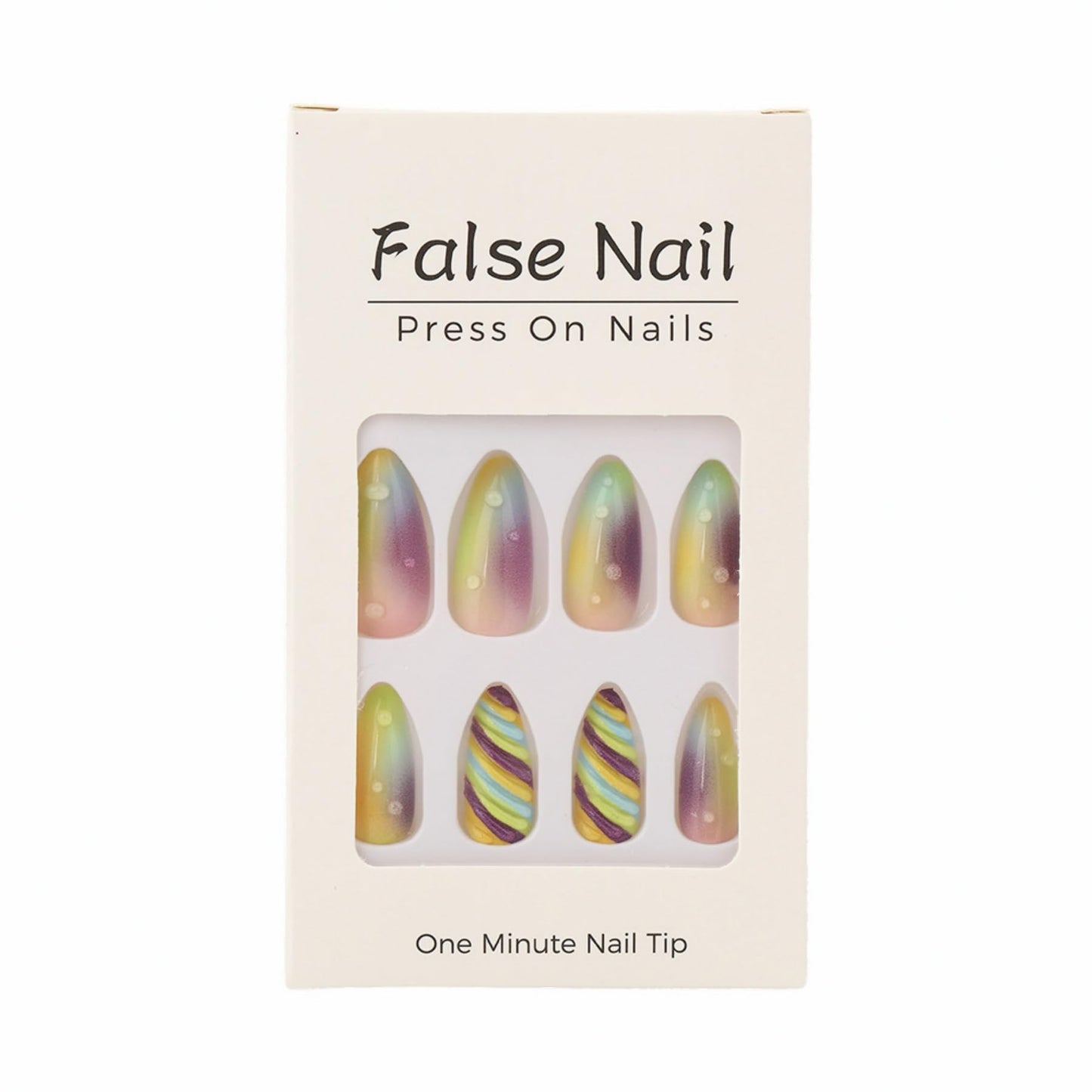 octoswave Almond Press on Nails Long Fake Nails Ombre Nails Spiral stripesArtificial Nail for Women 24pcs