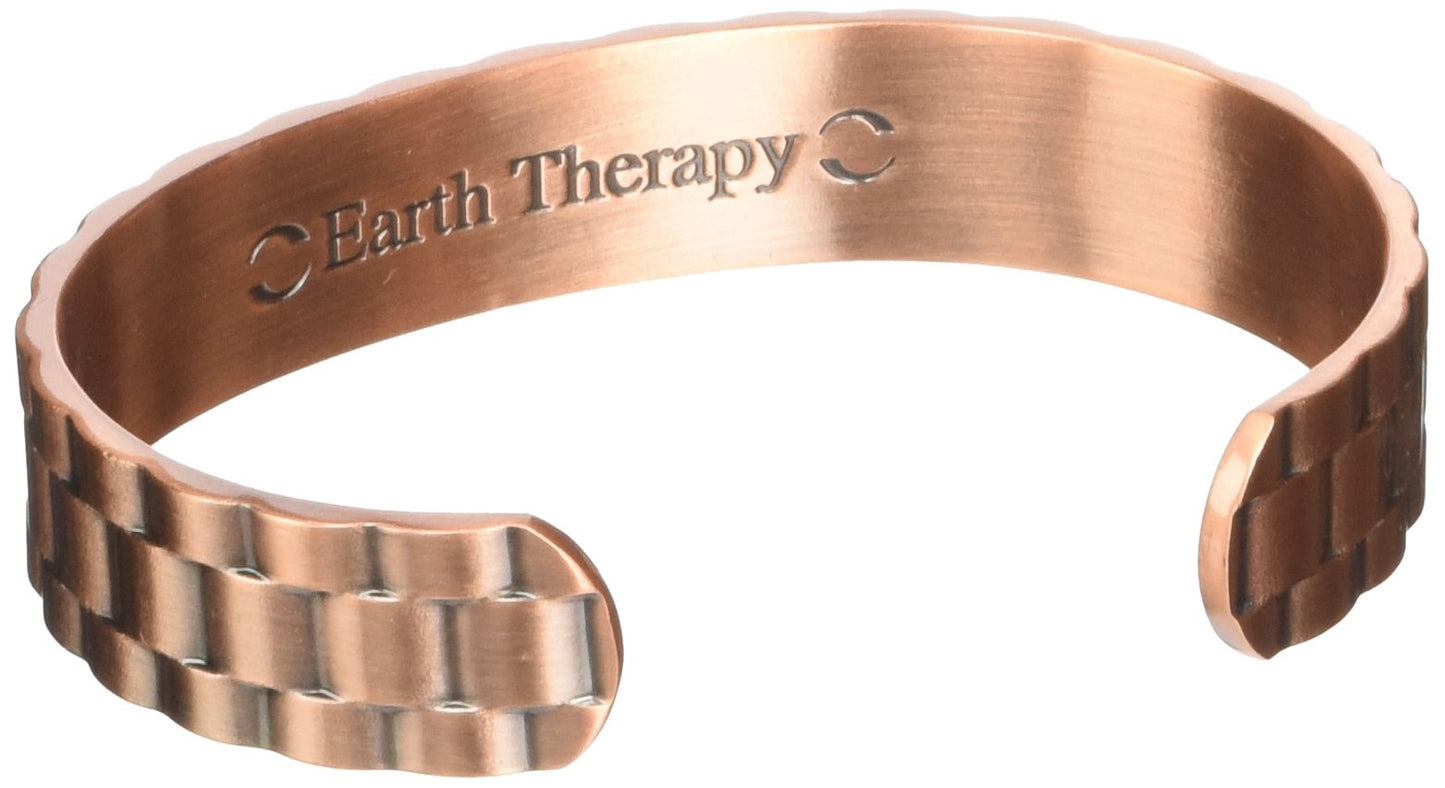 Earth Therapy Copper Chain Magnetic Copper Cuff Bracelet for Men & Women - Adjustable - Ultra Strength
