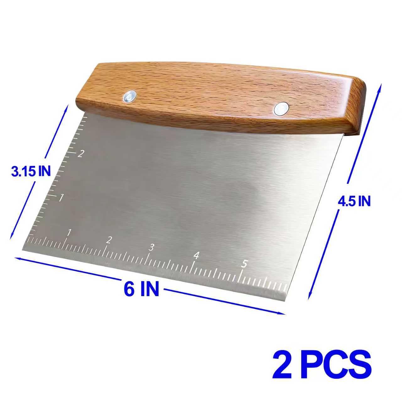Vriysei Professional Dough Cutter & Bench Scraper - Ultimate Dough Scraper Tool with Stainless Steel Blade & Wood Handle (2)
