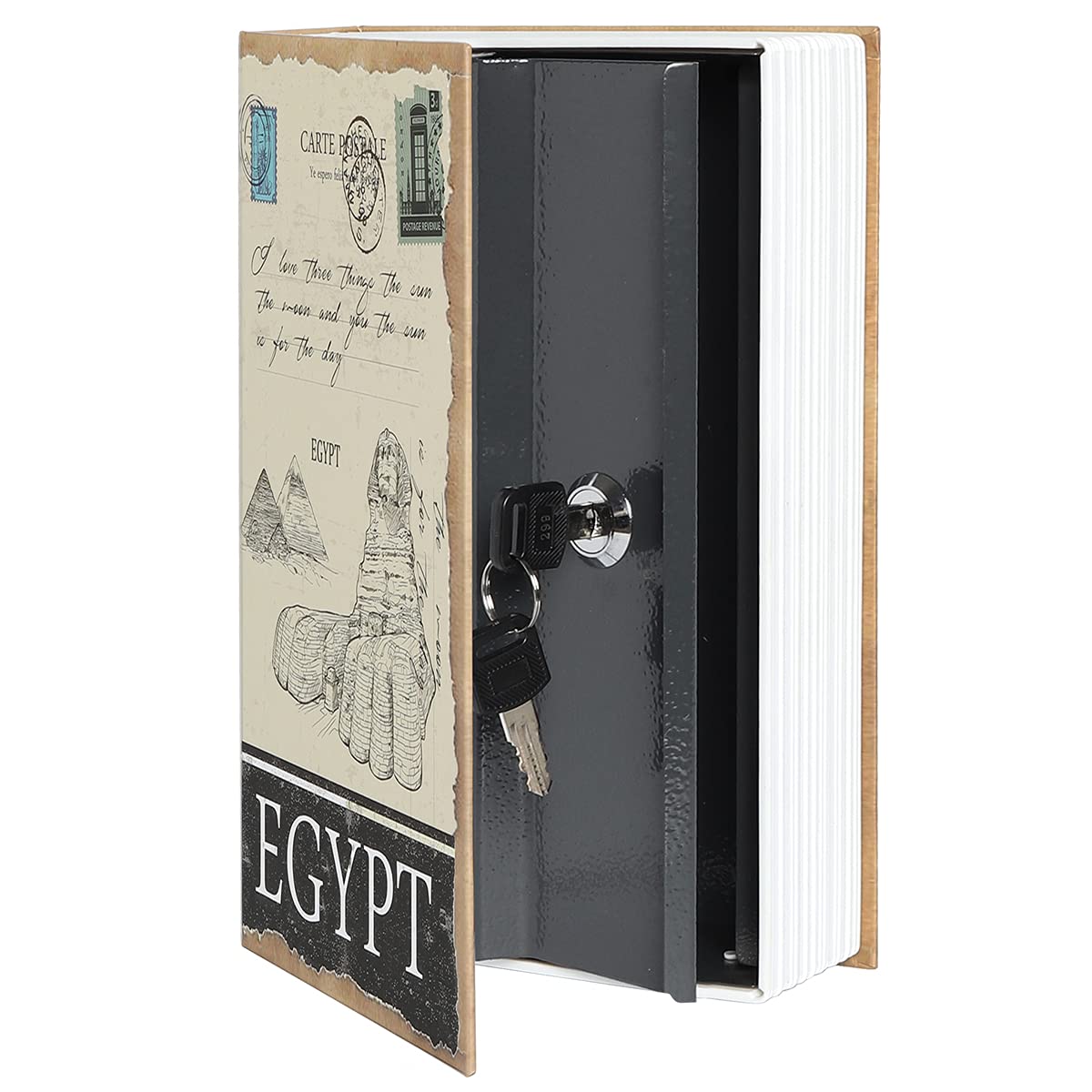 Diversion Book Storage Box,Secret Safe Can with Security Key,Hidden Stash Safe Box, Secret Containers for Money, Jewelry Documents or Valuables,Egypt