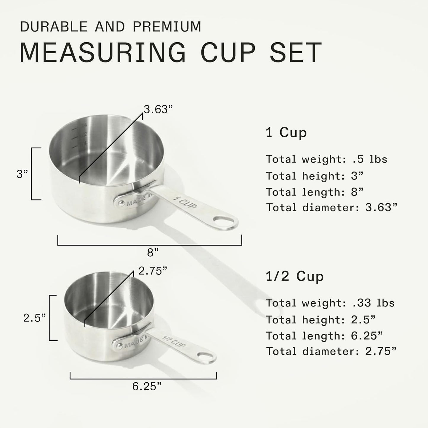 Made In Cookware | Measuring Cup Set | Stainless Steel | Stackable | Dishwasher Safe