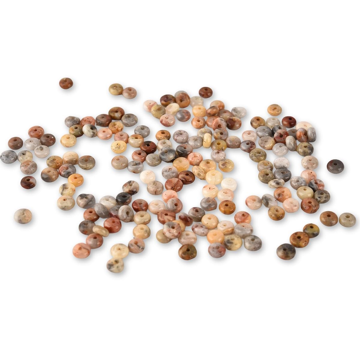 170pcs 4x2mm Natural Crazy Lace Agate Disk Rondelle Spacer Semi Precious Gemstone Loose Stone Beads for Jewelry Making 15 Inch