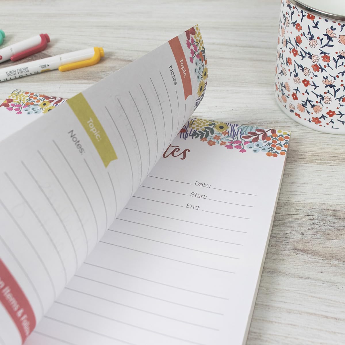 bloom daily planners 8.5" x 11" Double Sided Meeting Pad - Topics, Takeaways, Action Items & Follow-Ups - Undated Meeting Notes Agenda Organizer