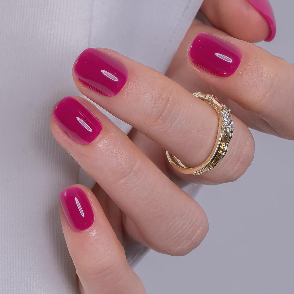 CurvLife Soft Gel Square Press-On Nails, Reusable Fake Nails with Glue & Adhesive Tabs, 30PCS Salon-Quality Stick-On Nails for At-Home Manicure (Velvet Berry)