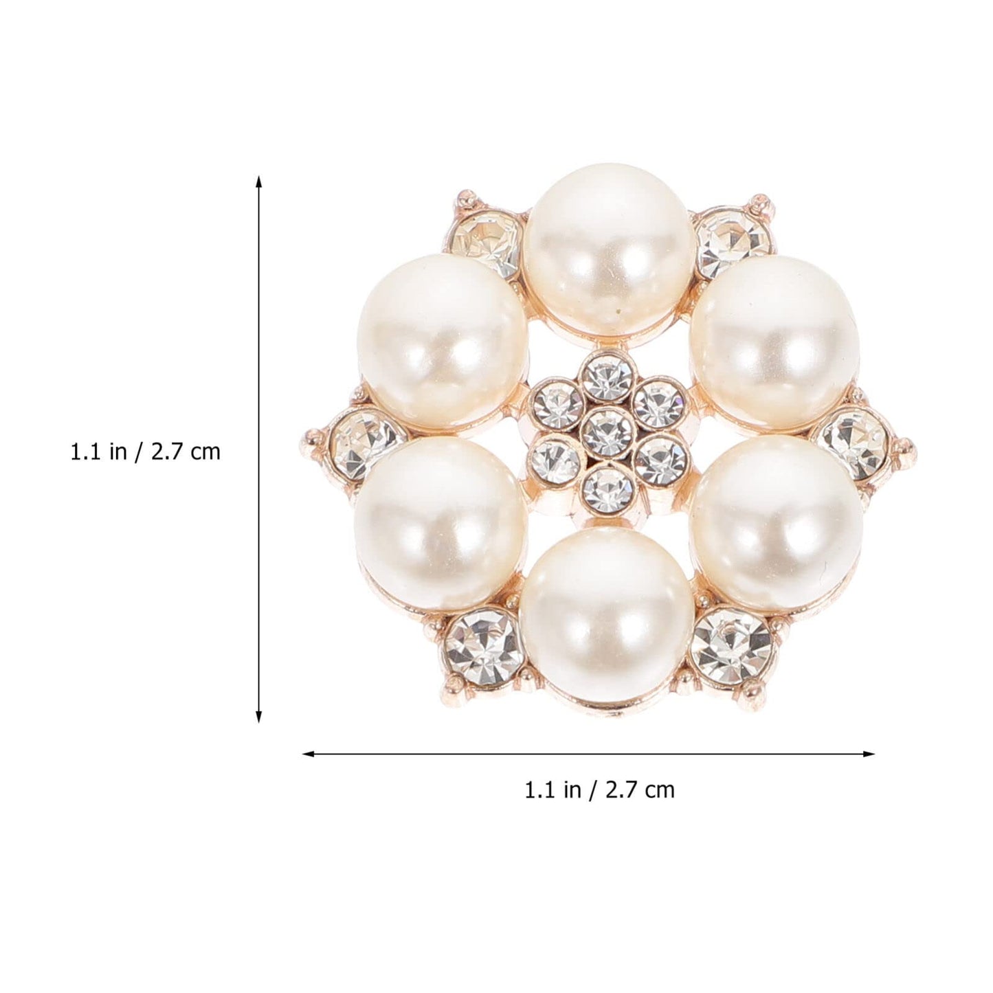 30pcs Pearl Rhinestone Buttons Faux Pearl Buttons Embellishments Flatback Rhinestone for Jewelry Making Clothes Shoes Wedding DIY Decor Golden