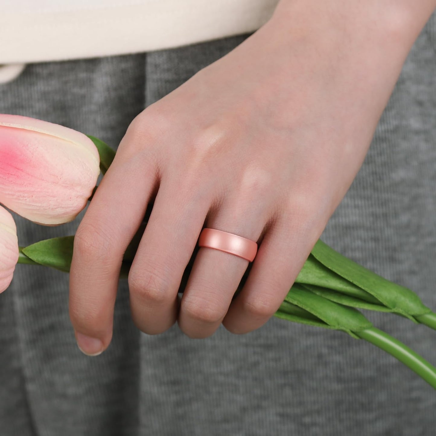 Egnaro Women's Engagement Rings, Silicone Inner Arc Ergonomic Breathable Design with half sizes, Rubber Wedding Band Rings，5.5mm Wide-2mm Thick