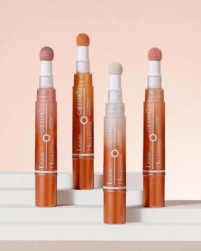 Angelo Glow Liquid Highlighter Wand Rose Gold – Buildable Illuminating Makeup Stick for Face and Body – Radiant Finish, 6ML/0.21FL.OZ，PACK OF 1