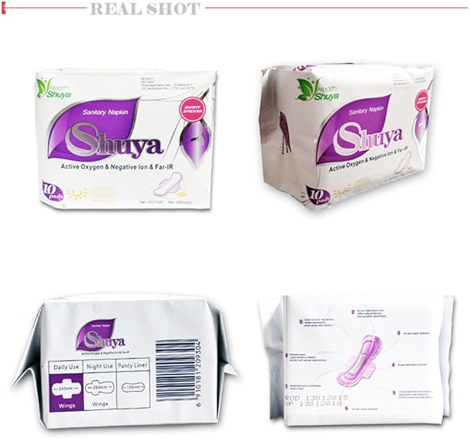 SHUYA Ultral Thin Feminine Care Pads for Women Regular Length with Wings, Patented Active Oxygen and Anion Sanitary Pads, High Absorbency, Size 245mm,Scented 40Count (Pack of 4)