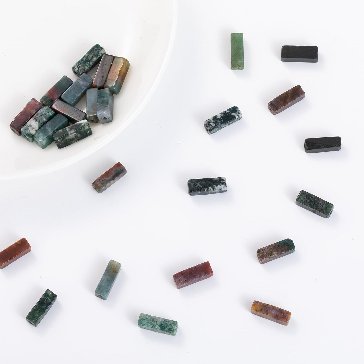 Natural Indian Agate Rectangle Tube Beads 4x13mm 38cm/str Loose Semi Gemstone Stone Beads for Making Bracelets Necklace Earrings
