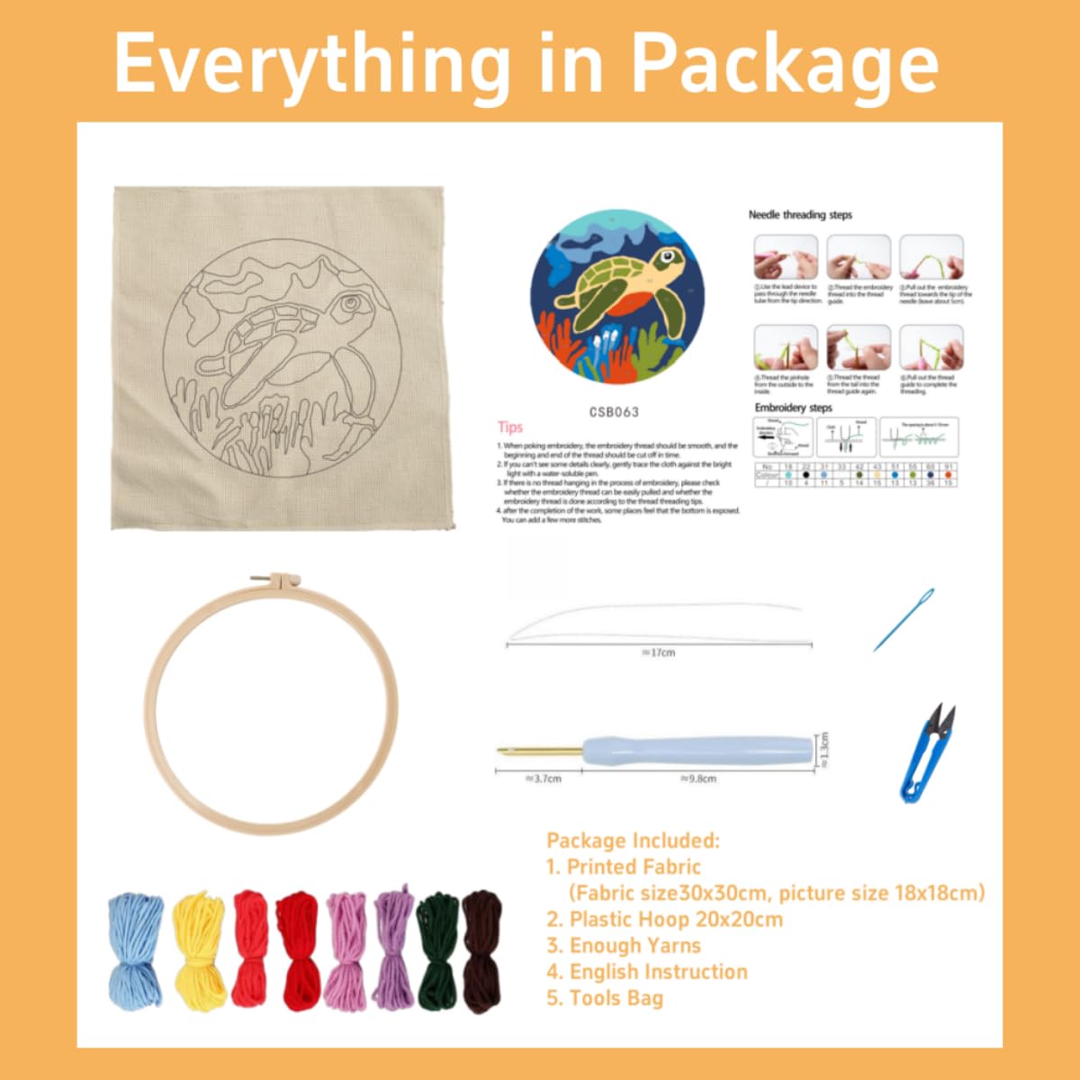 DIY Punch Needle Kits Rooster Easy for Beginners Punch Needle Embroidery Set with Hoop Stamped Pattern for Craft Lovers and Home Decor-4