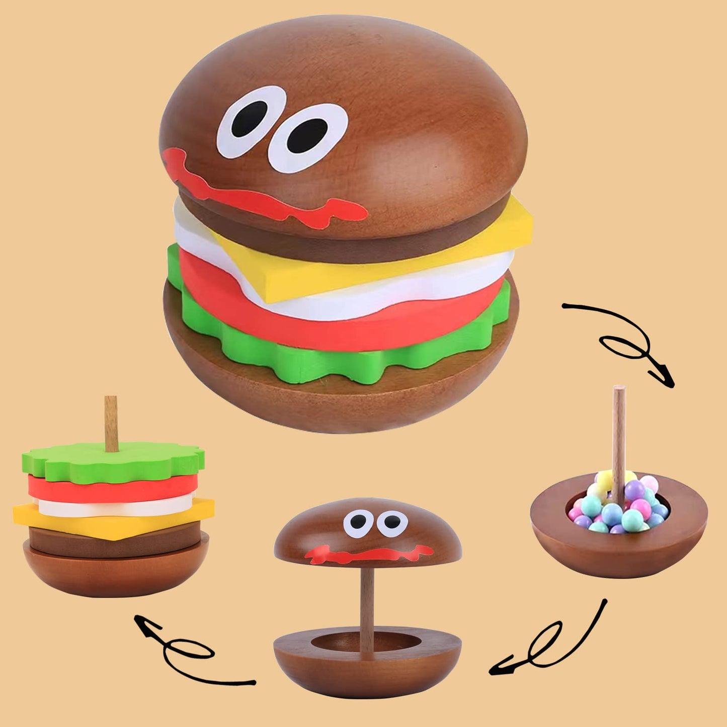 Fun Coasters Set for Drinks,Novelty Burger Coasters for Coffee Table,DIY Wooden Coasters for Drinks,,Cup Mat Wood Cup Lips,Gift for Housewarming,Birthday,Table Decor