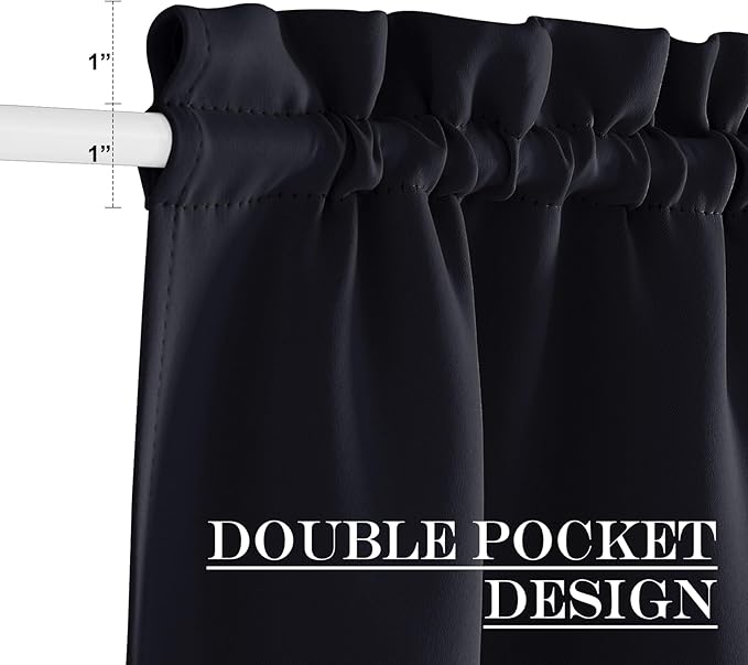 NICETOWN Narrow Door Window Curtain for Kitchen Window,80 Inch Long Blackout French Door Shade for Front Patio, Thermal Insulated Thick Curtains for Home Decor, 1 PC, 25" Wide, Black