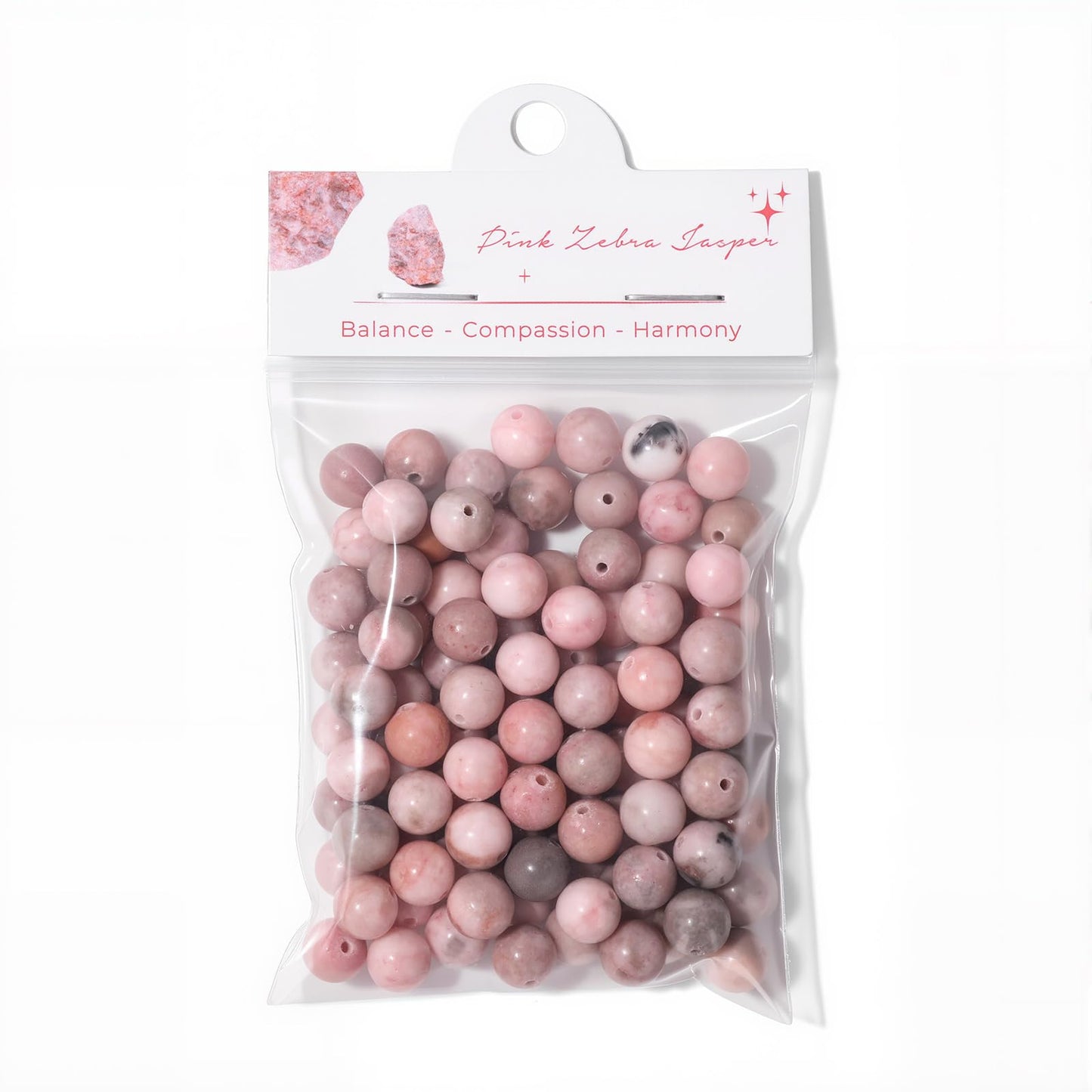Raicegs 100pcs 8mm Pink Zebra Jasper Beads Natural Gemstone Beads Round Loose Beads for Jewelry Making DIY Bracelets Necklace