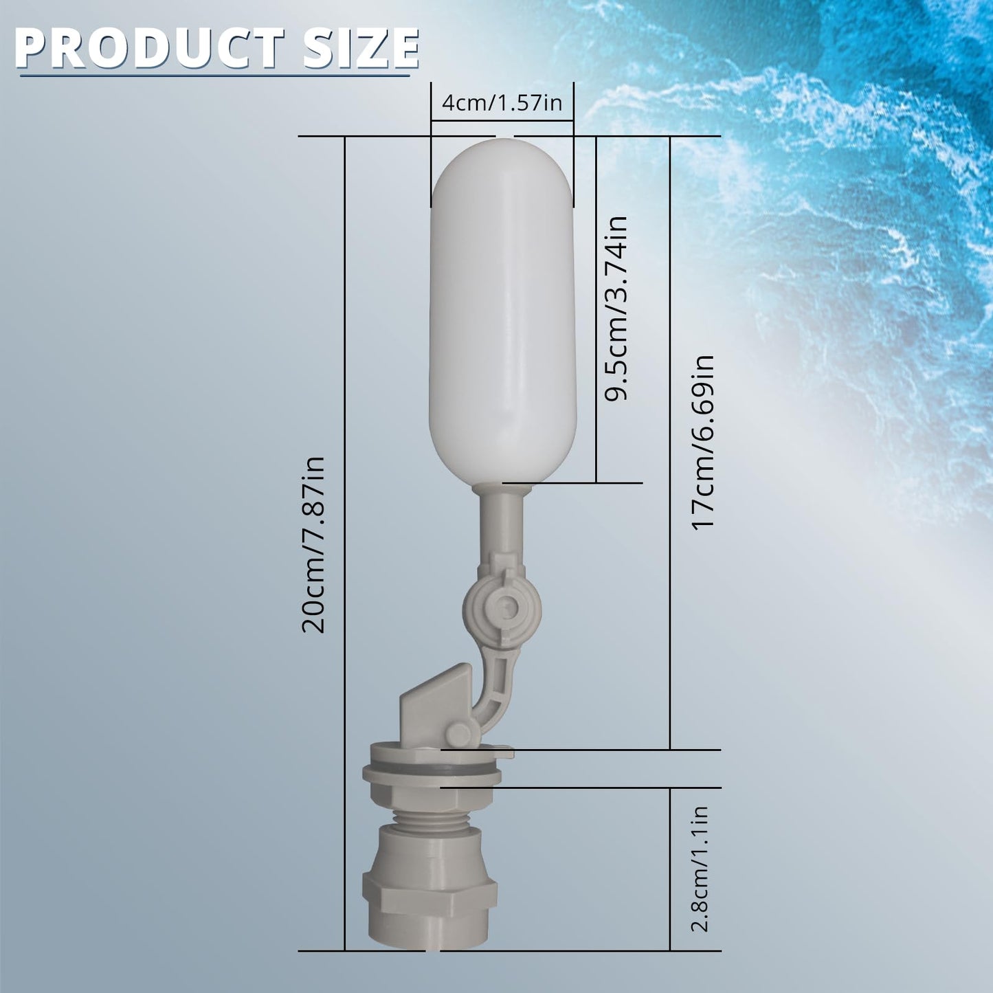MARKERELE 2PCS 1/2 Inch Mini Float Ball Valve - Automatic Water Level Control Float Valve, Adjustable Float Ball Valve for Water Tank, Pool, Livestock Troughs