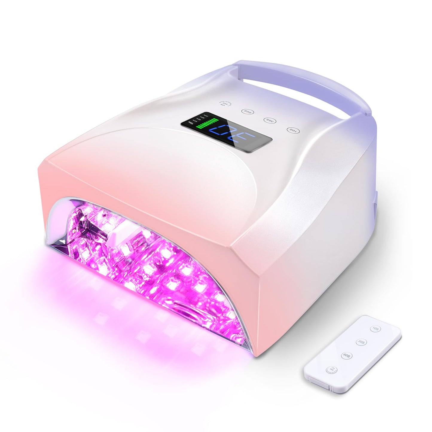 BIDUO 96W Cordless UV LED Nail Lamp, Periwinkle to Pink Gradient | 52 Beads Quick Dry with Remote | 4 Timer Settings & Auto Sensor | Rechargeable Gel Nail Light for Manicure Pedicure