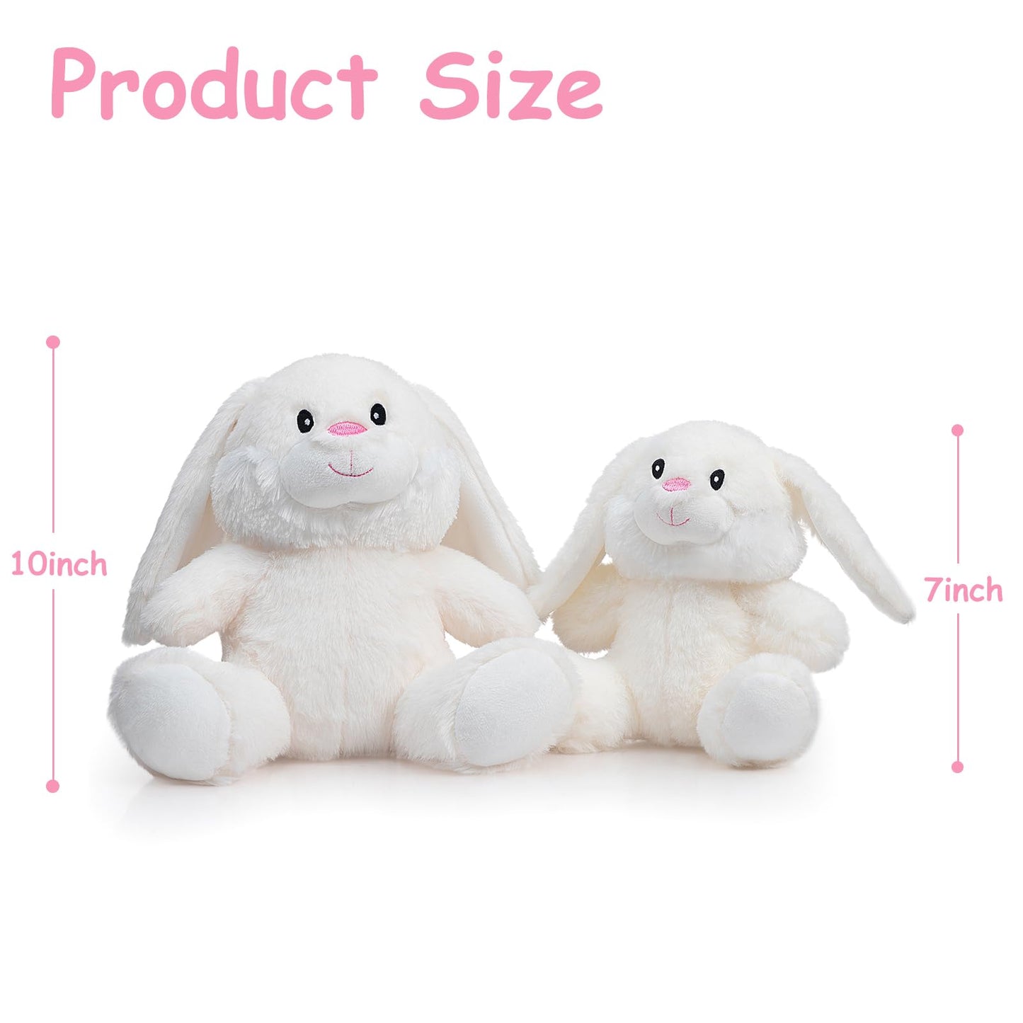 HollyHOME Bunny Stuffed Animal, Easter Bunny Plush Toys, Soft and Cuddly Stuffed Rabbit Easter Gift for Kids Baby Girls 10inch White