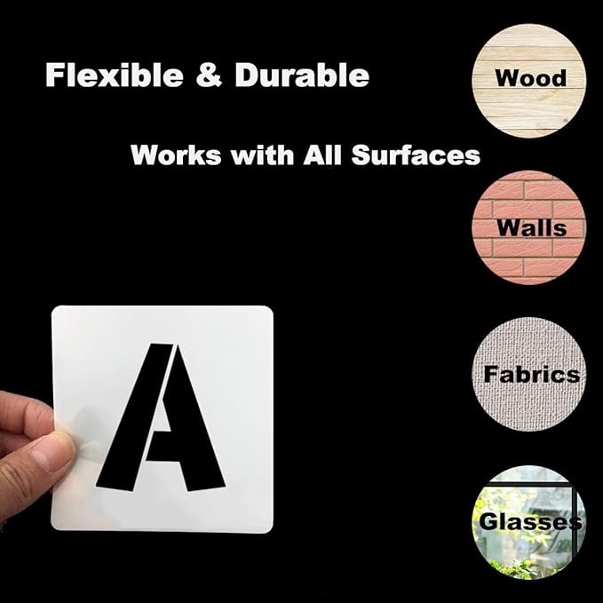 REOLAN 1.25 Inch Letter Stencils for Painting - 42 Pack Alphabet Letter and Number Stencil Templates with Signs for Painting, Reusable Letters Numbers Stencils for Chalkboard Wood Crafts & Wall Decor