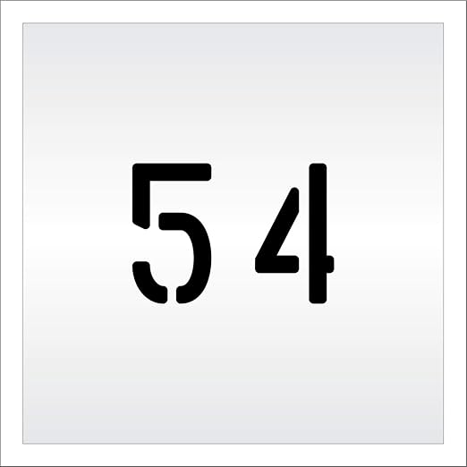 Pavement, Curb, and WheelStop Stencils - 4 inch Double Number Stencil - (54) - 4" x 5.5" x 1/16" (63 mil) - Light-Duty