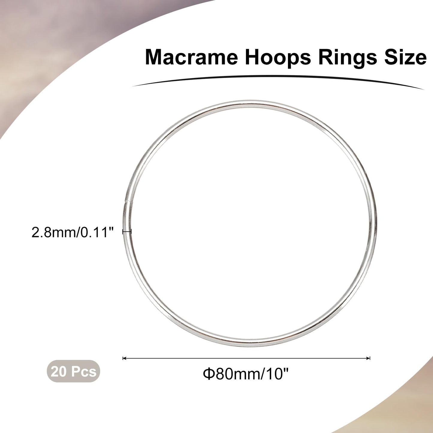 MECCANIXITY 20 Pcs Dream Catcher Rings,Metal Craft Hoops Floral Hoops 3 Inch Macrame Hoops Rings for DIY Crafts Wreath Making Supplies Plant Hangers,Silver