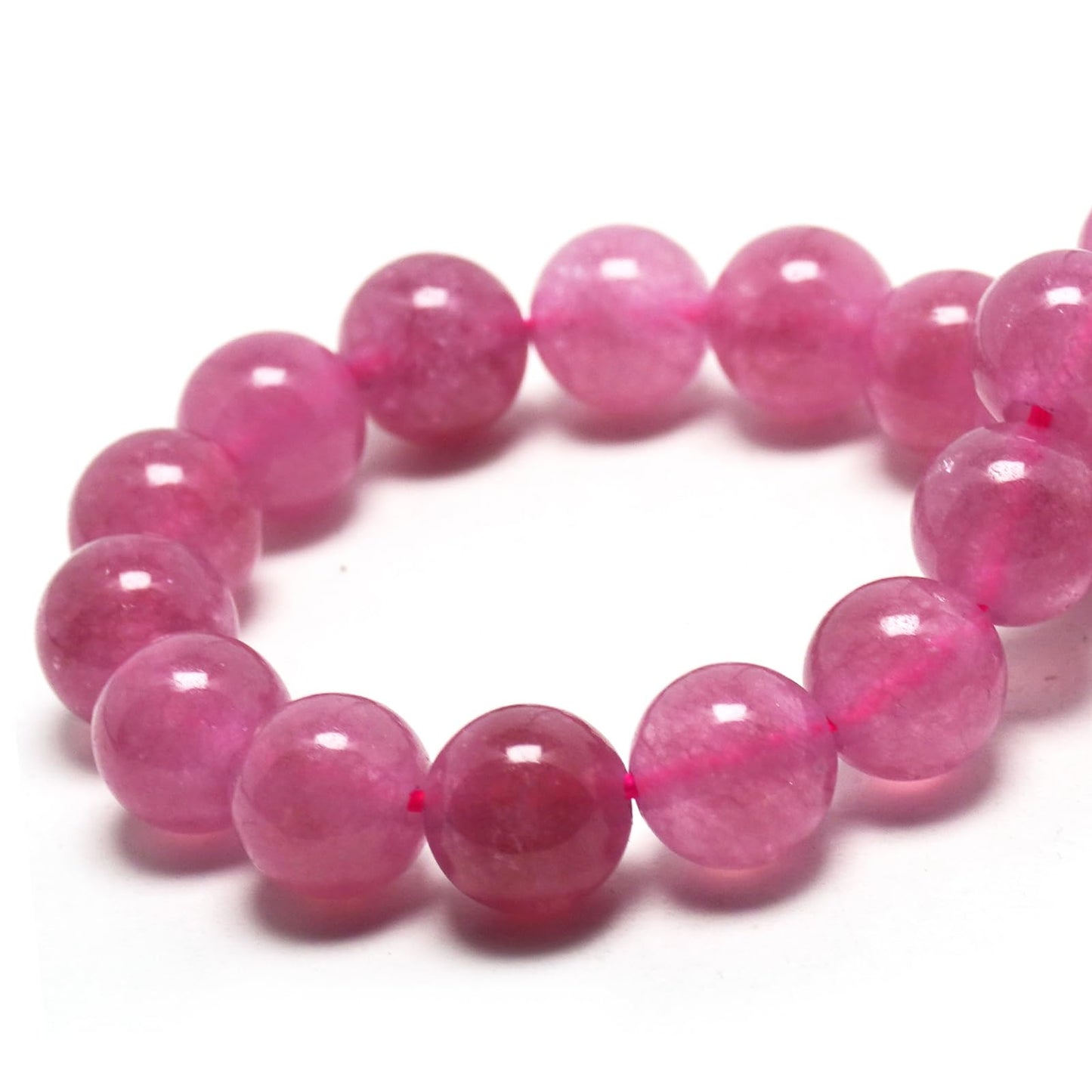 DIQIO Jade Stone Beads for Jewelry Making - 6mm Gemstone Round Loose Beads for Bracelets(58-60pcs, Strawberry Quartz Jade)