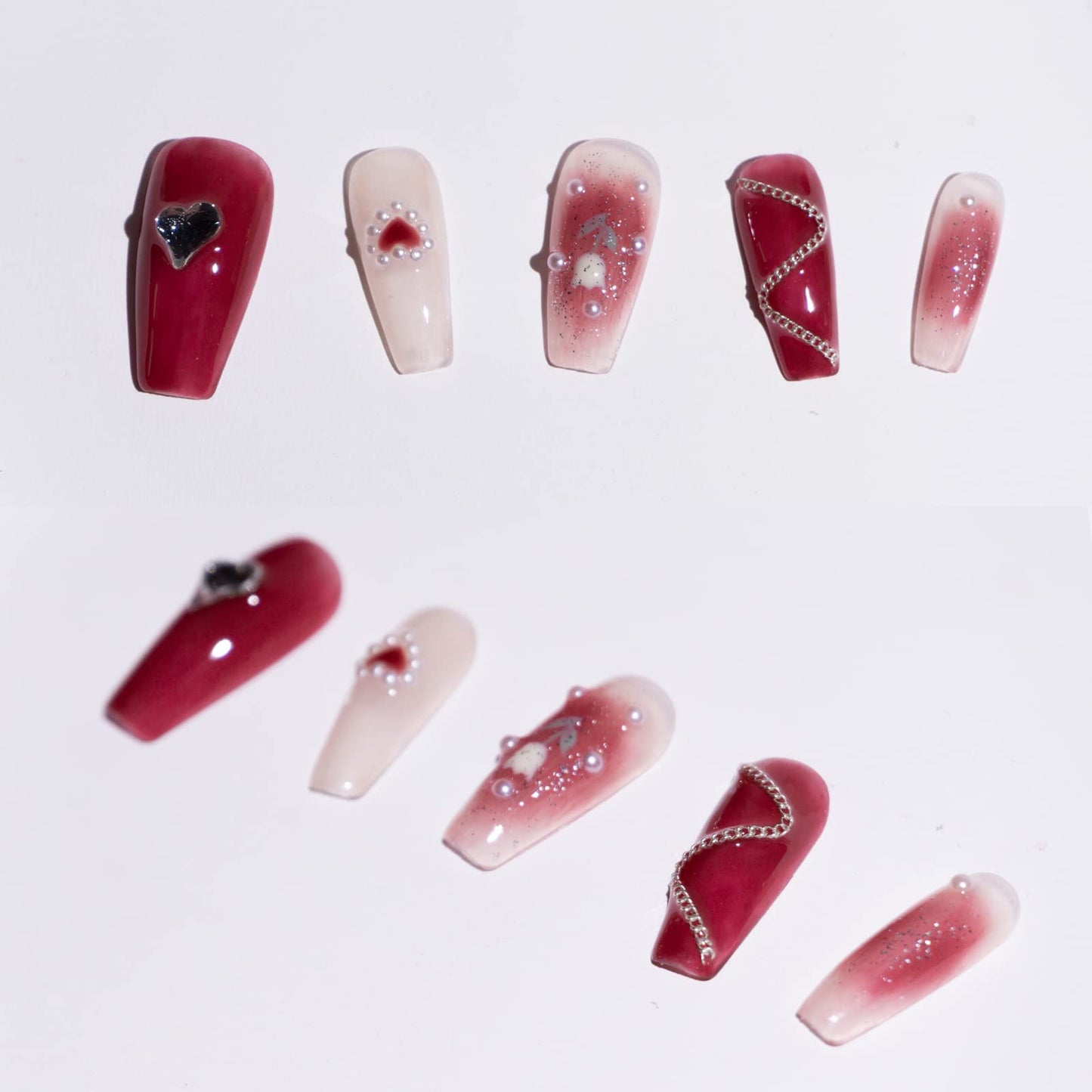 Light Rain Small Size Hand-made Press on Nails, 3D Gel UV Finished False nails with Design by Professional Manicurist
