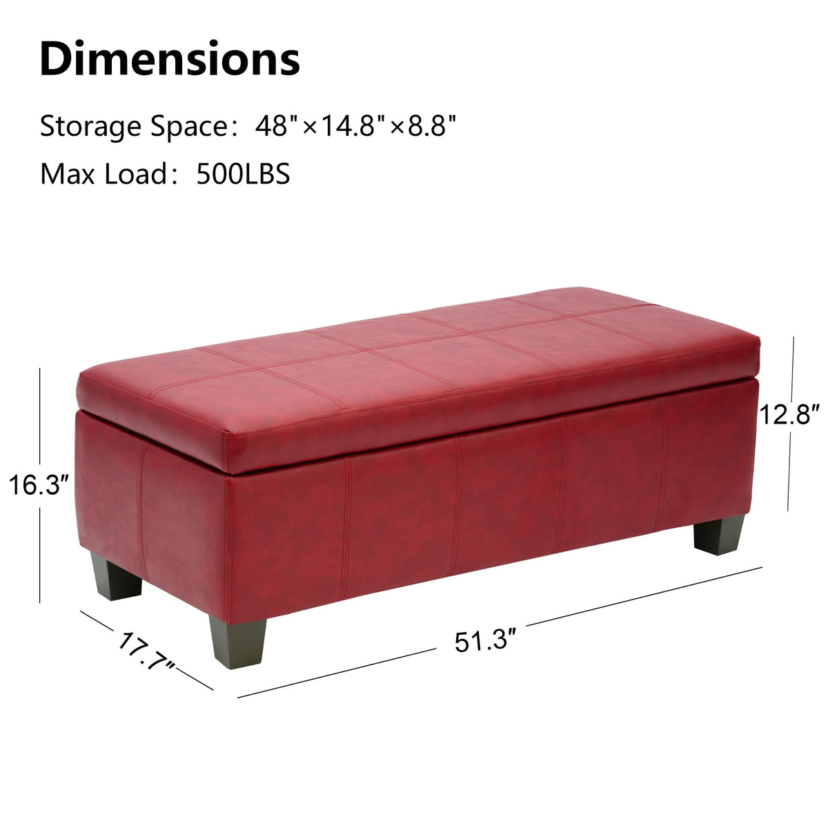 51 Inch Storage Ottoman