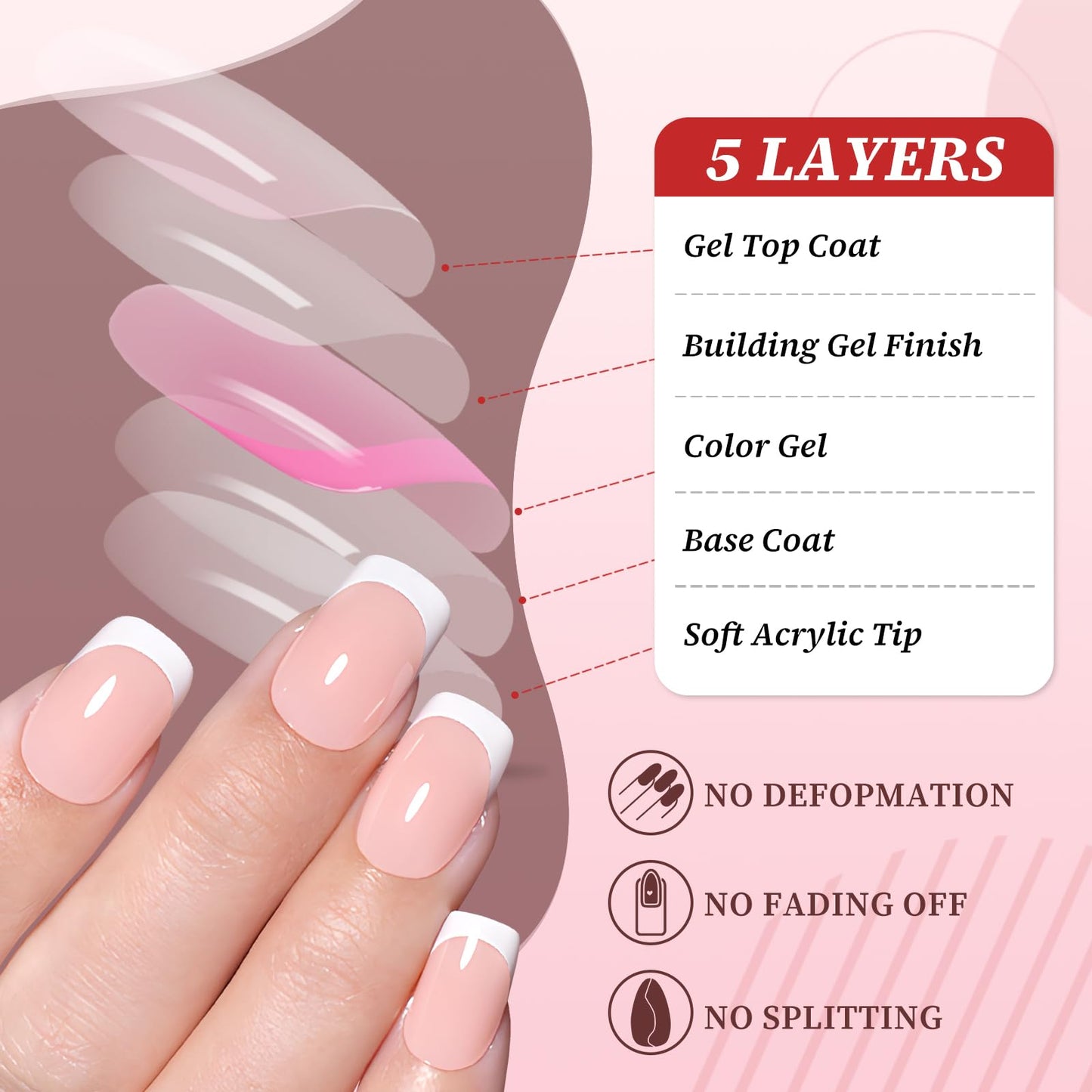 240pc White French Tips Press on Nails Square Fake Nails with Tabs, Extra Short Nails Press ons French Tip Acrylic Nails Nude Pink Glue ons Nails Short False Fingernail Stick on Nails for Women